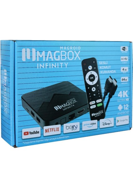 Magroid Infinty 64 GB HDD 4 GB Ram Bluetooth 5g Wifi Ses Komut Kumandalı Android Tv Box