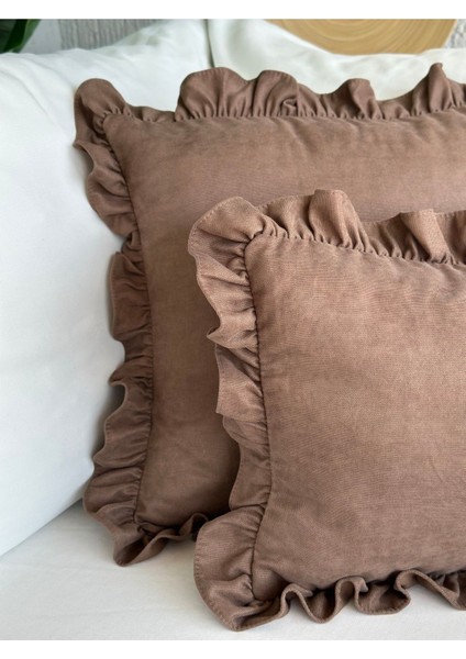 Vıntage Fırfırlı Kahverengi Kırlent Kılıfı 1 Adet fiyatları