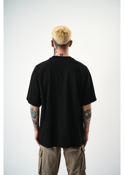 Erkek Revival Baskılı Oversize T-Shirt Siyah modelleri