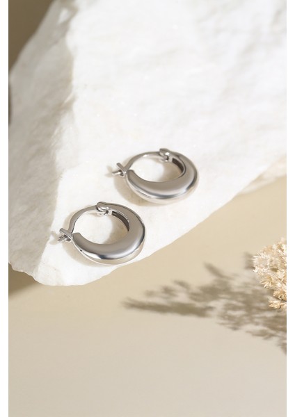 Kadın 925 Ayar Oval Küpe