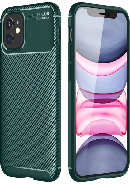 Apple iPhone 12 Mini Kılıf Karbon Kapak - Yeşil Yktsn