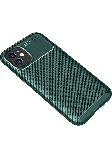 Apple iPhone 12 Mini Kılıf Karbon Kapak - Yeşil Yktsn