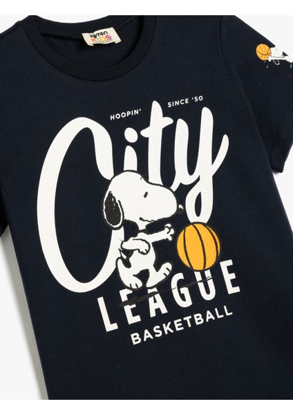 Yeni Sezon Snoopy Tişört Lisanslı Kısa Kollu Bisiklet Yaka Pamuklu