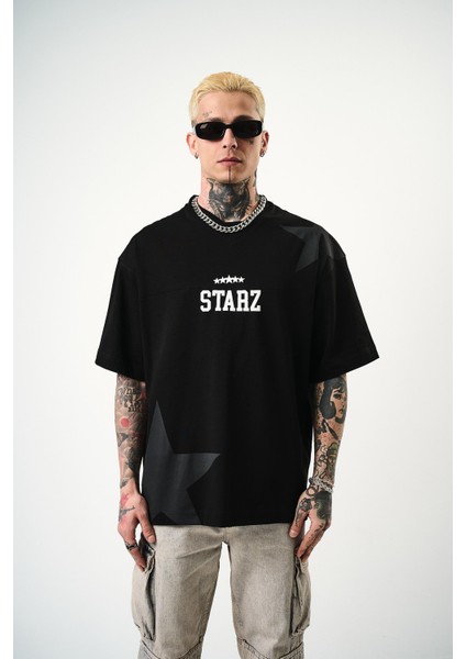 Erkek 22 Starz Baskılı Oversize T-Shirt Siyah fiyatları