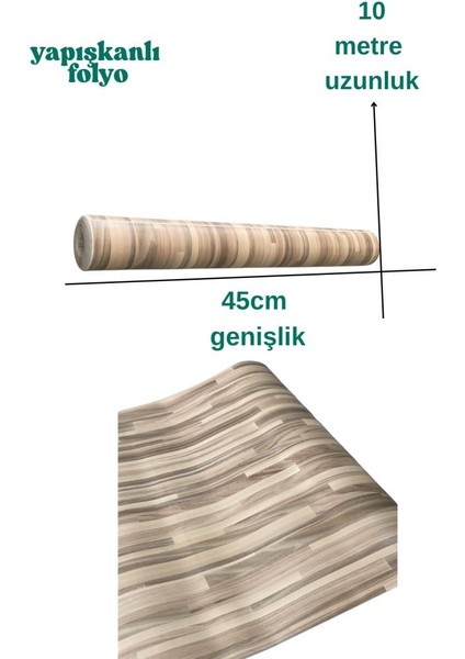 45CM x 10 Metre 1 Adet Folyo Yapışkanlı Şaşırtmalı Desen Ahşap Mutfak Duvar Kaplama Folyosu Kağıdı
