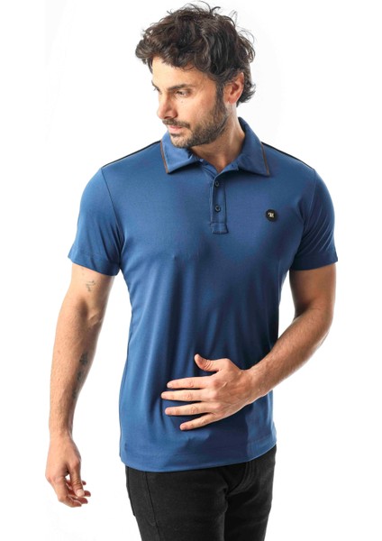 Polo Yaka Omzu Çizgili Armalı Düğmeli T-SHIRT-6275 fiyatları