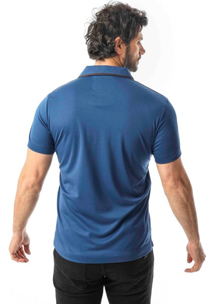 Polo Yaka Omzu Çizgili Armalı Düğmeli T-SHIRT-6275 modelleri