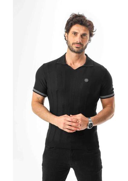 Polo Yaka Desenli Arma Baskılı Triko T-SHIRT-TY-1303