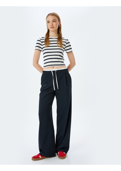 Yeni Sezon Basic Çizgili Bisiklet Yaka Kısa Kollu Kaşkorse Slim Fit Kadın Tişört fiyatları