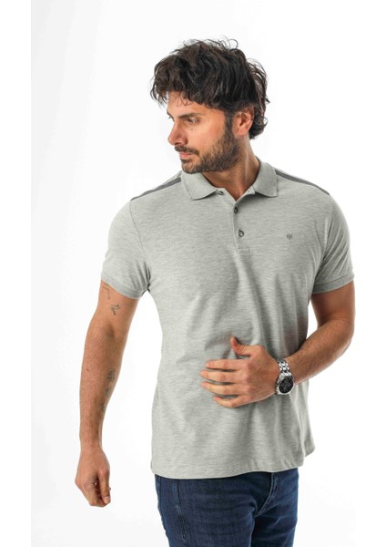 Polo Yaka Omzu Baskılı Düğmeli T-SHIRT-PL-3614 fiyatları