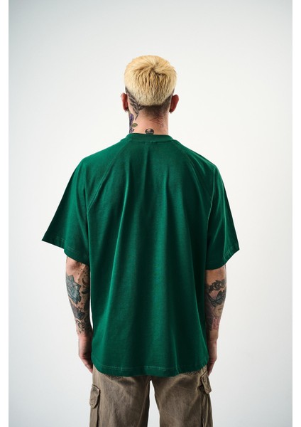 Erkek Revival Baskılı Oversize T-Shirt Nefti modelleri