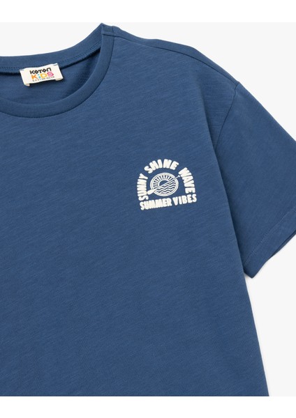 Yeni Sezon Pamuklu Kısa Kollu Bisiklet Yaka Slogan Baskılı Oversize Tişört