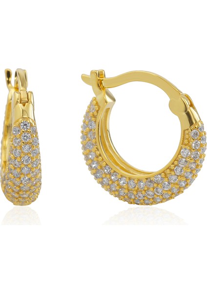 Kadın 925 Ayar Zirkon Taşlı Oval Küpe fırsatları