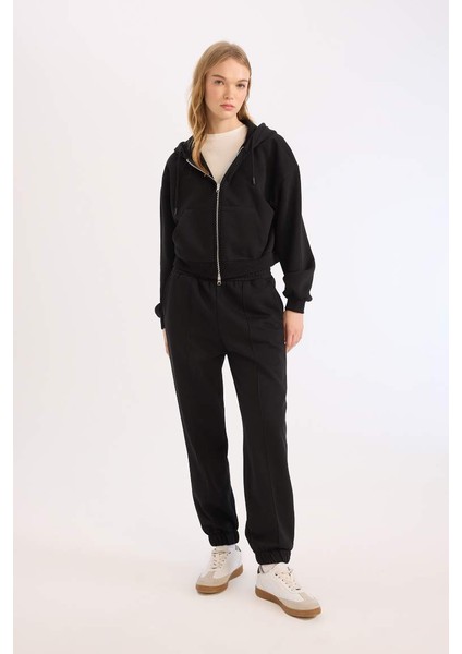 Yeni Sezon Coool Standart Fit Kapüşonlu Basic Düz Kanguru Cepli Fermuarlı Sweatshirt fiyatları