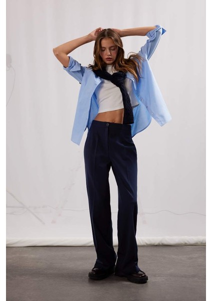 Yeni Sezon Wide Leg Yüksek Bel Standart Boy Kumaş Pantolon fiyatları