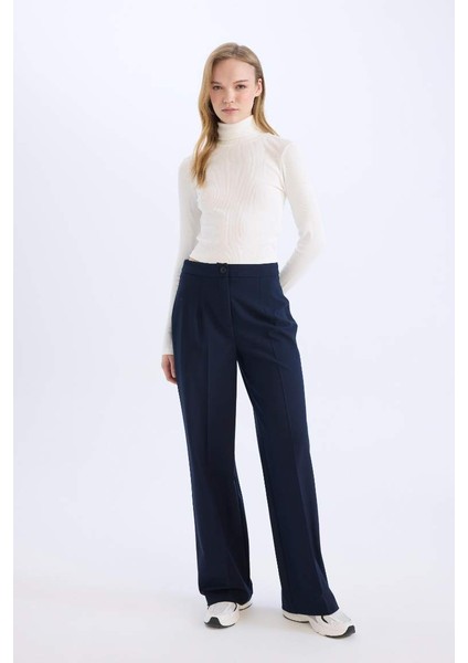 Yeni Sezon Wide Leg Yüksek Bel Standart Boy Kumaş Pantolon indirimleri
