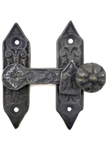 Antika Tarz Dekoratif Pirinç Kapı, Pencere Mandalı - 86X72 Mm, Oksit