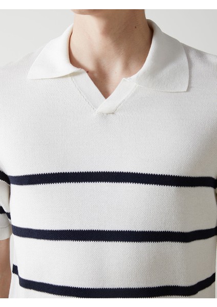 Yeni Sezon Polo Yaka Kisa Kollu Cizgili Erkek Triko Kazak - S52542Z8 modelleri