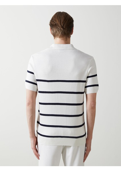 Yeni Sezon Polo Yaka Kisa Kollu Cizgili Erkek Triko Kazak - S52542Z8 fırsatları