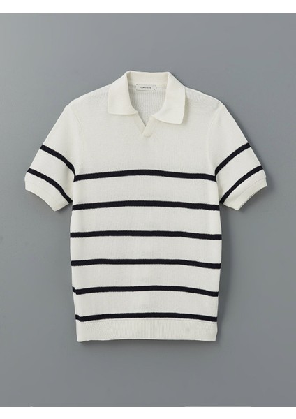 Yeni Sezon Polo Yaka Kisa Kollu Cizgili Erkek Triko Kazak - S52542Z8 indirimleri