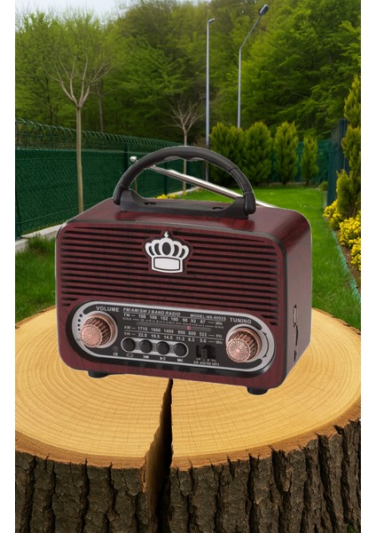 8092 Nostalji Radyo Retro Wireless Bluetooth Hoparlör Usb-Tf Kart Giriş Şarjlı Bataryalı Pilli