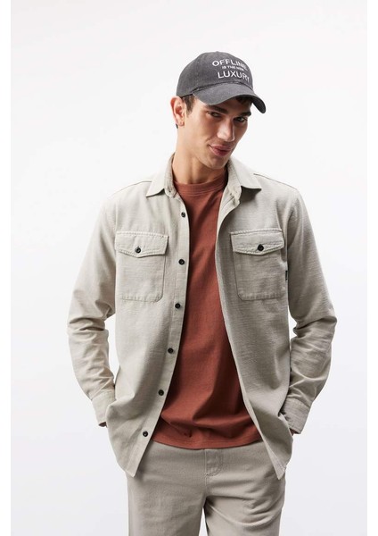 Yeni Sezon %100 Pamuk Regular Fit Polo Yaka Basic Düz Uzun Kollu Gömlek