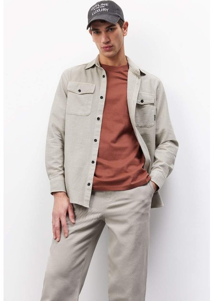 Yeni Sezon %100 Pamuk Regular Fit Polo Yaka Basic Düz Uzun Kollu Gömlek