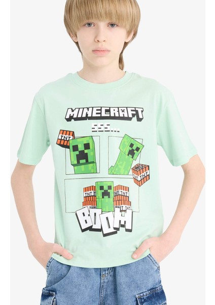 Erkek Çocuk Minecraft Bisiklet Yaka Kısa Kollu Tişört E4827A825SM