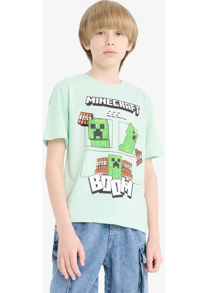 Erkek Çocuk Minecraft Bisiklet Yaka Kısa Kollu Tişört E4827A825SM
