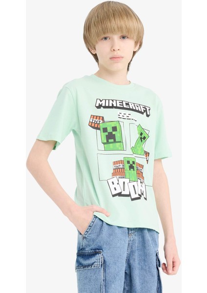 Erkek Çocuk Minecraft Bisiklet Yaka Kısa Kollu Tişört E4827A825SM