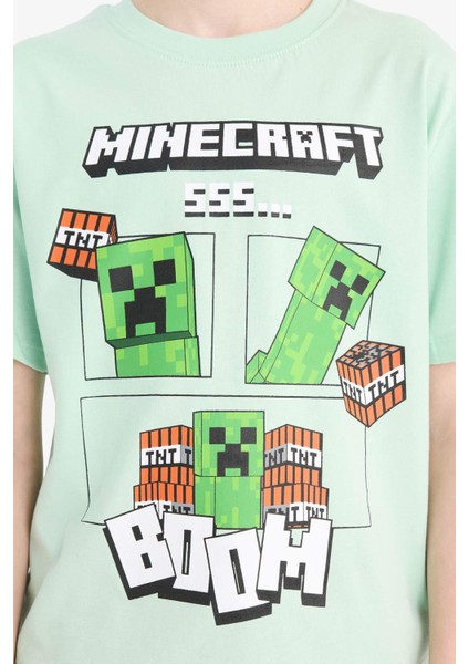 Erkek Çocuk Minecraft Bisiklet Yaka Kısa Kollu Tişört E4827A825SM