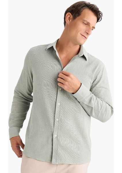 Yeni Sezon %100 Pamuk Regular Fit Polo Yaka Uzun Kollu Gömlek fırsatları