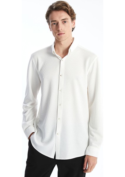 Yeni Sezon Slim Fit Uzun Kollu Erkek Dokulu Gomlek - S53554Z8