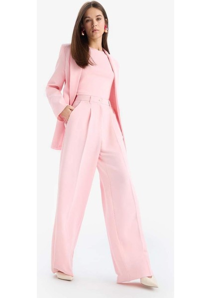 Yeni Sezon Afra x Defacto Wide Leg Krep Kumaş Palazzo Pantolon Cepli Yüksek Bel Uzun Boy Geniş Paça modelleri