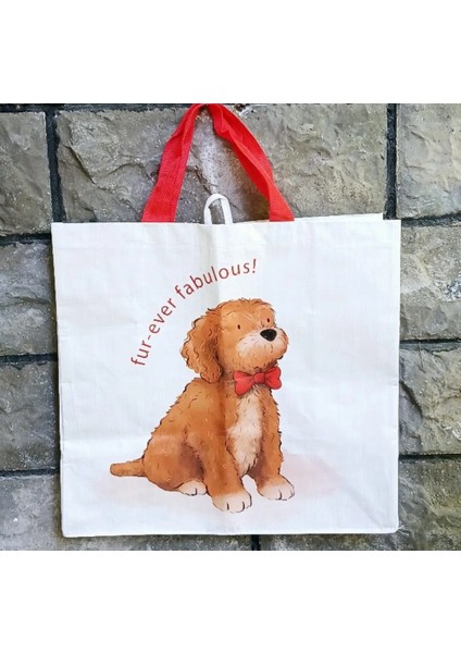 Sevimli Köpek Desenli Alışveriş Çantası (Pazar Çantası)