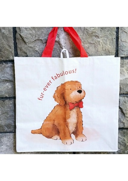Sevimli Köpek Desenli Alışveriş Çantası (Pazar Çantası)