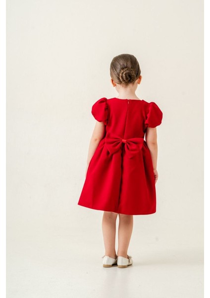 Robalı Gül Desenli Kız Çocuk Kısa kol elbise - Kırmızı fırsatları