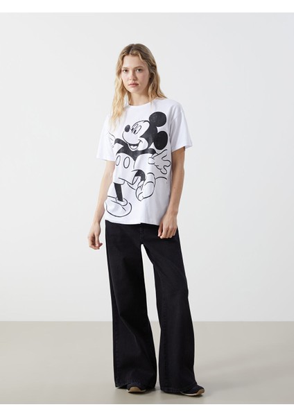 Yeni Sezon Bisiklet Yaka Mickey Mouse Baskili Kadin Tisort - S5GV95Z8 fiyatları