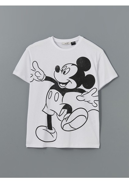 Yeni Sezon Bisiklet Yaka Mickey Mouse Baskili Kadin Tisort - S5GV95Z8 indirimleri
