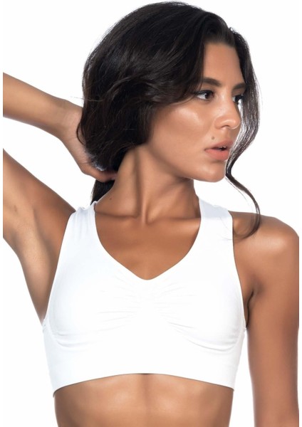 Modlive Beyaz Mı Emay 4011 Sporcu Toparlayıcı Büstiyer