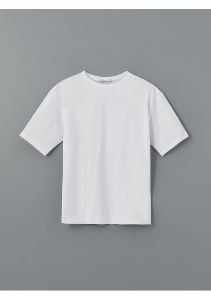 Yeni Sezon Bisiklet Yaka Oversize Kadin Tisort - S5H475Z8
