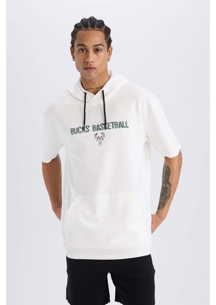 Yeni Sezon Defactofit Nba Milwaukee Bucks Oversize Geniş Kalıp Kapüşonlu Sırt Baskılı Kısa Kollu Tişört modelleri