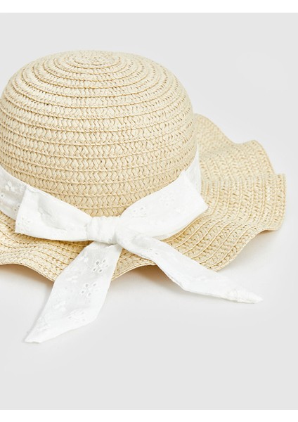 Yeni Sezon Fiyonklu Fotr Kiz Bebek Hasir Sapka - S51363Z1