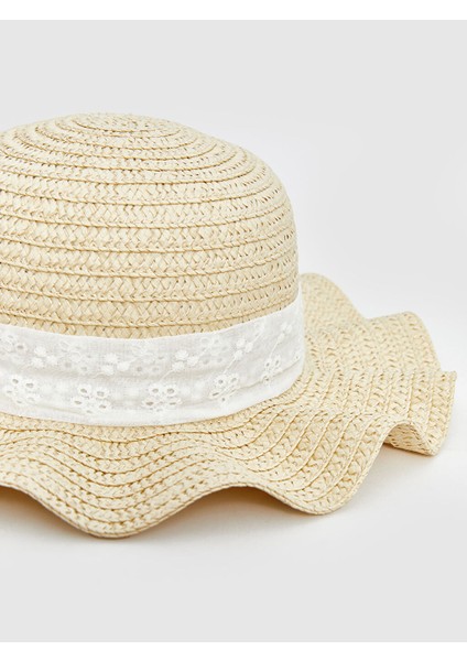 Yeni Sezon Fiyonklu Fotr Kiz Bebek Hasir Sapka - S51363Z1