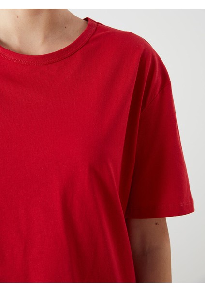 Yeni Sezon Bisiklet Yaka Oversize Kadin Tisort - S5KR16Z8 modelleri
