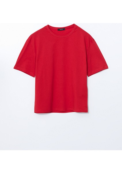Yeni Sezon Bisiklet Yaka Oversize Kadin Tisort - S5KR16Z8 indirimleri