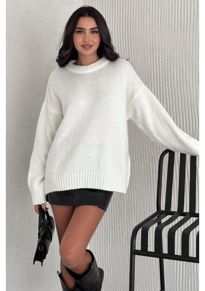 Kadın Triko Bisiklet Yaka Oversize Triko Kazak 110