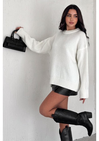 Kadın Triko Bisiklet Yaka Oversize Triko Kazak 110 fiyatları