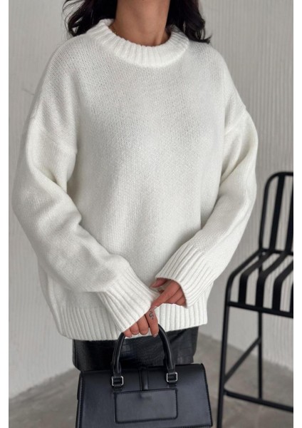 Kadın Triko Bisiklet Yaka Oversize Triko Kazak 110 fırsatları