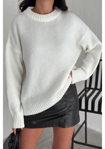 Kadın Triko Bisiklet Yaka Oversize Triko Kazak 110 indirimleri